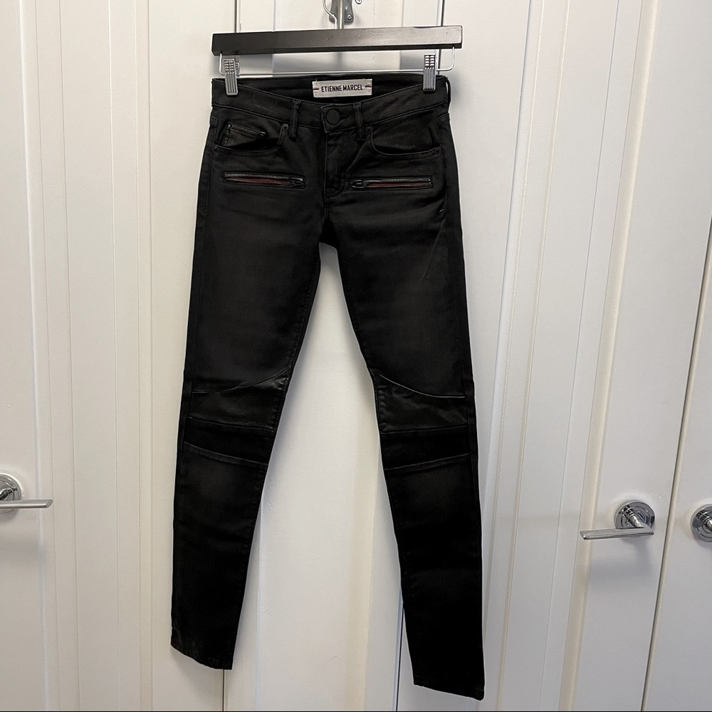 Etienne Marcel Low Rise Moto Skinny Jeans Sz 24